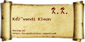 Kövendi Kleon névjegykártya